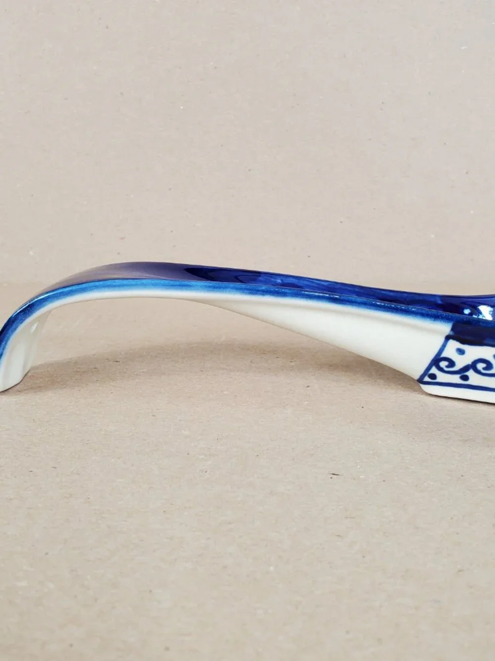Vintage Boleslawiec  Polish Pottery Spoon Ladle Rest Cobalt Blue Floral